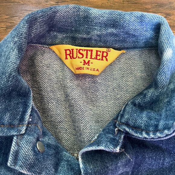 Vintage Handpainted Rustler Jean Jacket Kids Size Medium - Picture 6 of 9